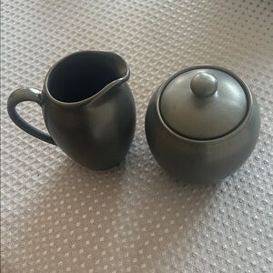 Colorware Black Ceramic Creamer and Sugar Set